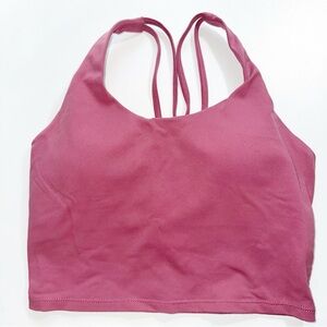 Women's Pink Strappy Longline Sports Bra